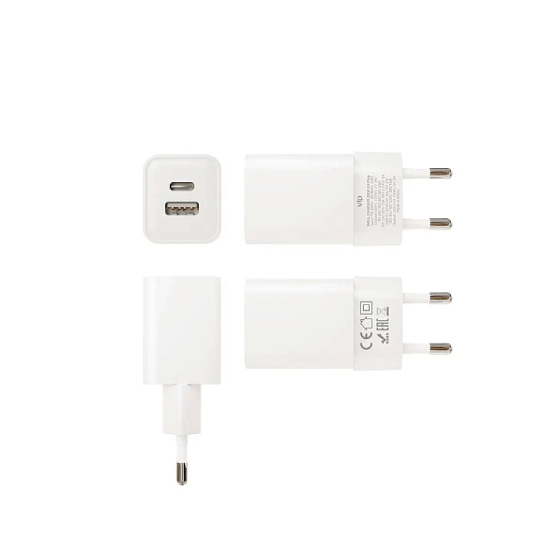 Сетевое зарядное устройство "vlp" G-Charge 30Вт USB-C+USB-A, PD, QC, белый