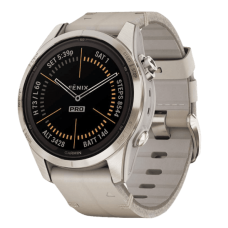 Часы Garmin Fenix 7S Pro - Sapphire Solar Soft Gold Limestone Leather Band